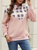 Autumn New Women's Top Printed Long Sleeved Patchwork Round Neck Hooded Pocket Sweatshirt for Women