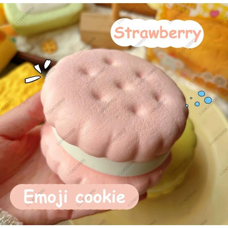 Realistische Taart Grote Koekje Langzaam Rijzend Squishy Speelgoed, Zacht Knijpbaar Anti-Angst Stressverlichting Nieuwigheid Decompressie Cadeau voor Volwassenen roze
