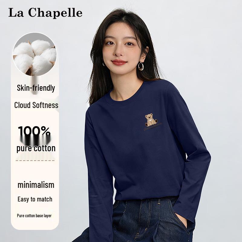 La Chapelle Women s Bear Print Pure Cotton Long Sleeve T-Shirt XL