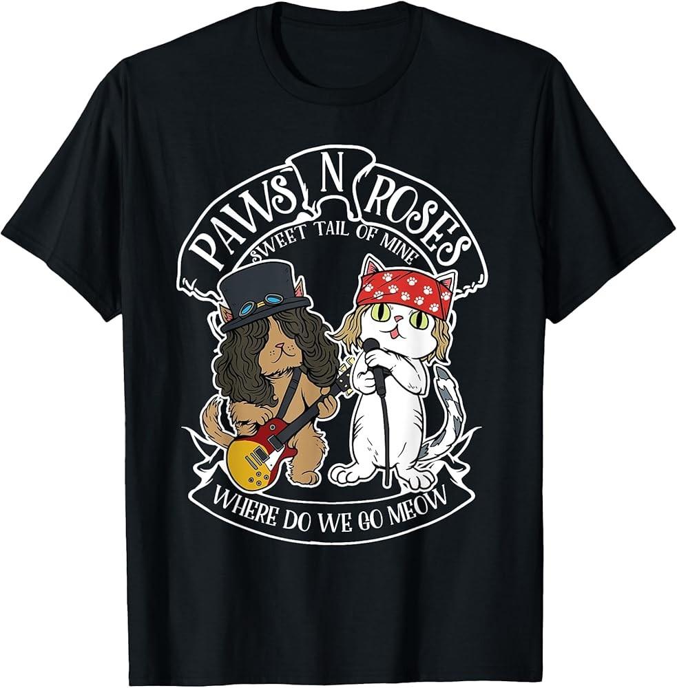 Funny Cat Paws Rock Music Gift Men Women Funny Cat TShirt Unisex T-Shirt XXL