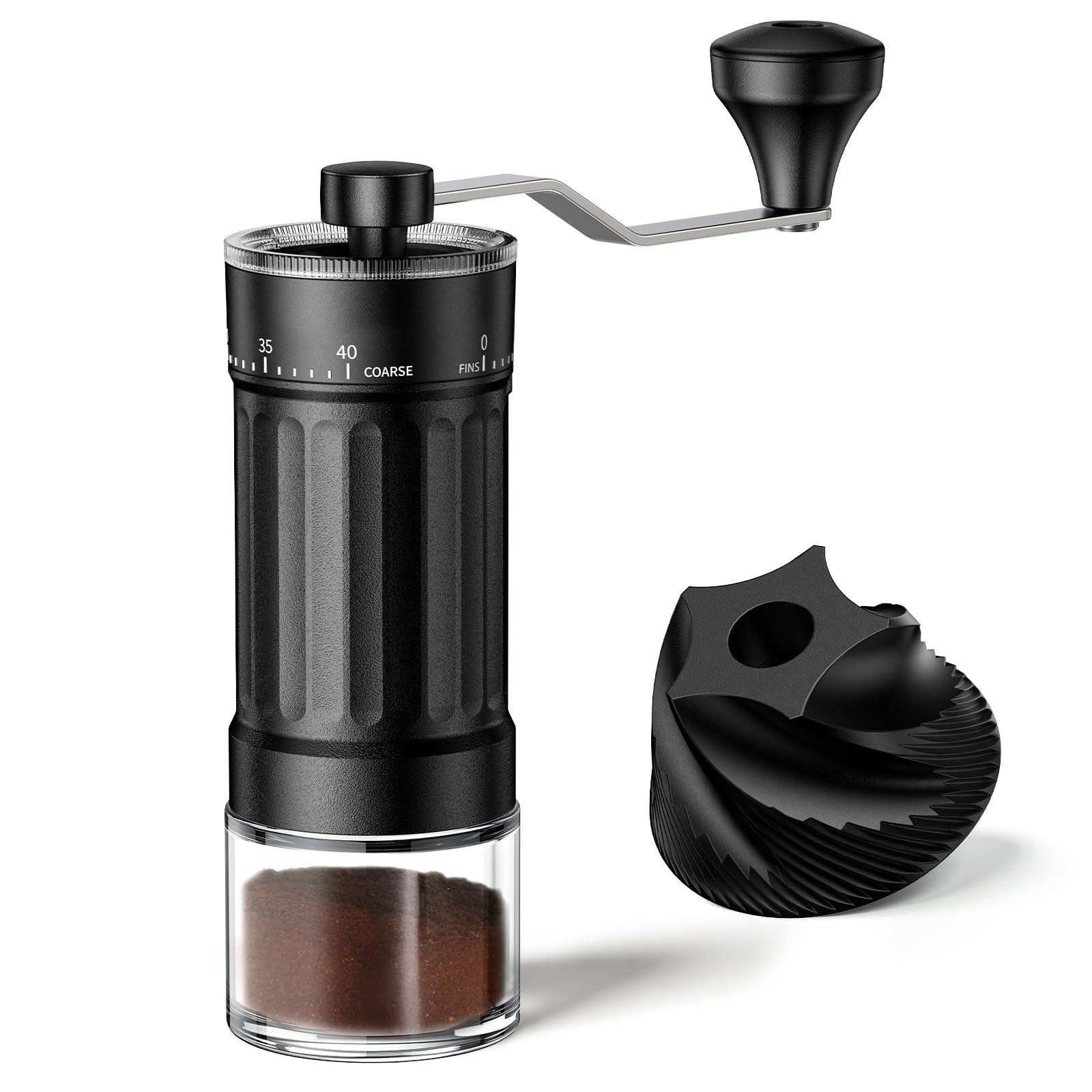 

Mini Manual Coffee Grinder with 40 Adjustable Levels, Portable Handheld Coffee Bean Mill, 30g Capacity, Conical Burr Coffee Grinder with Crank for