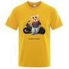 Motorcycle Enthusiast Street Teddy Rider Printed T-Shirt Men Loose Casual Short Sleeves Summer Breathable Tee Cotton Clothing