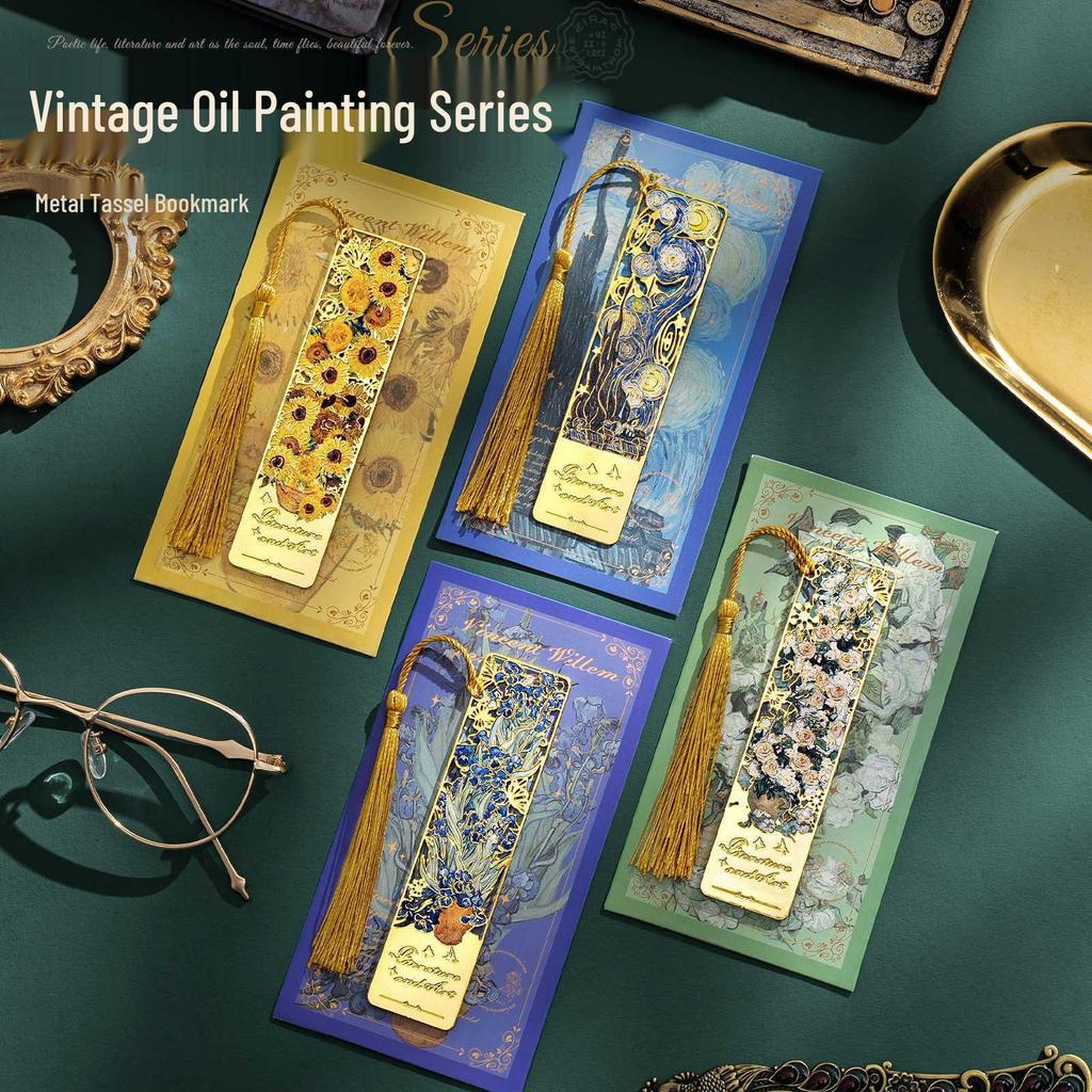 Retro Oil Painting Bookmark: Exquisite Metal Souvenir for Teacher's Day and Back-to-School Gifts
