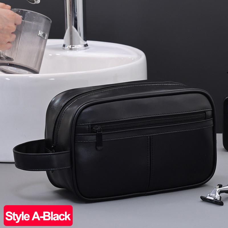 Waterdichte PU Leer Mannen Zakelijke Reizen Toiletartikelen Tas Scheer Cosmetische Organizer Pouch