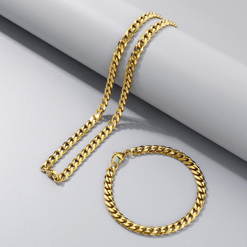 Halskette aus Titanstahl mit dicker Hip-Hop-Kette, Edelstahl sechsseitig geschliffene Kette mit Kettenschmuck