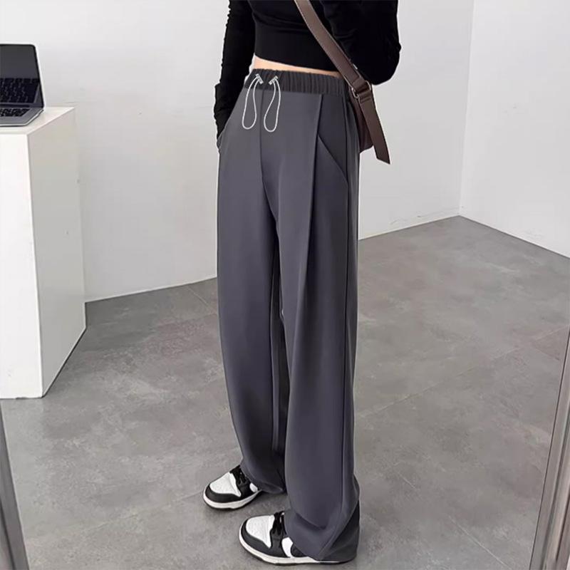

#Maternity pants casual pants front elastic drawstring spring and autumn pants straight pants wide leg pants loose suit pregnancy pants 2XL серый