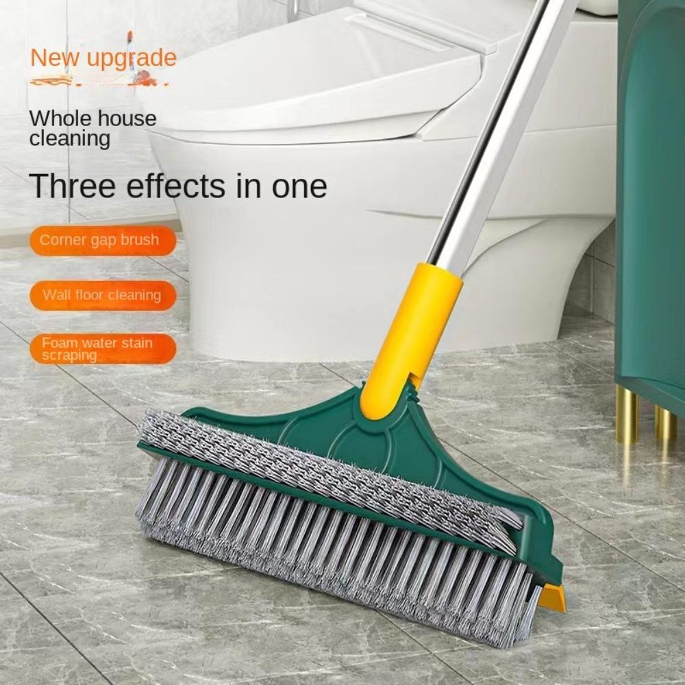 Spazzola Per Pavimenti 2 In 1 Con Manico Lungo E Testina Girevole - Setole Rigide Per Fughe, Angoli, Piastrelle, Bagno, Cucina
