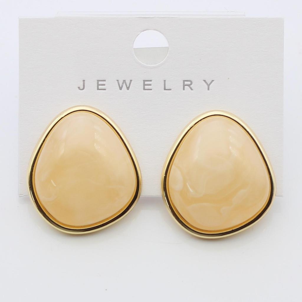 Geometric Irregular S925 Silver Resin Stud Earrings with Real Gold Color Retention