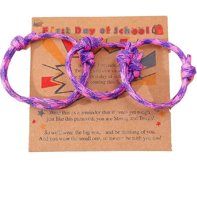 3PC First Day of School Woven Bracelet Back to School Family Son/Daughter With Father/Dad and Mother/Mom Ease back-to-school anxiety
