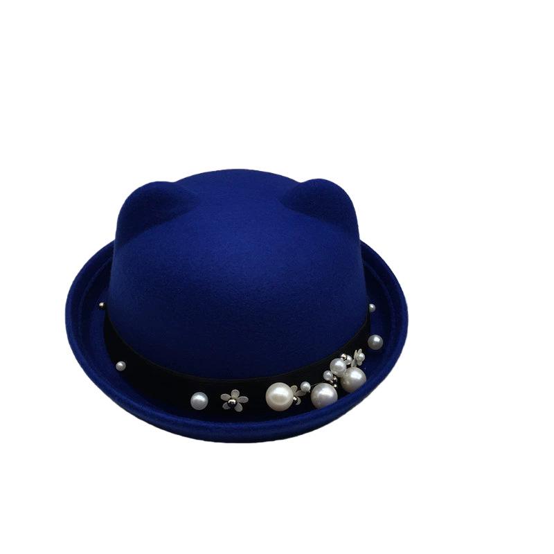 Cappello a cilindro con orecchie da gatto e perle per bambini: Carino Stile Britannico Autunno/Inverno per Ragazzi e Ragazze - Perfetto per Natale e Capodanno