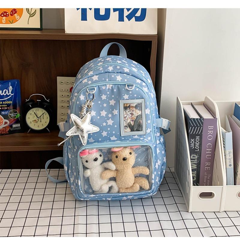 Korean Version Ins New High-value, Fresh, Sweet and Cute Star Bar Pain Bag, Light Backpack for Junior High School Students