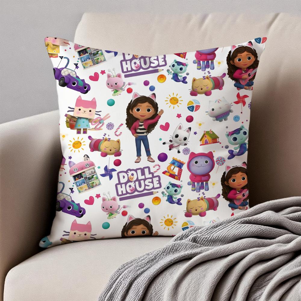 

Cute and Childlike GGabbys Dollhouse Cushion Cover Pillowcase Antidustmite Invisible Zipper Short Plush Sofa Cushion 30X30cm