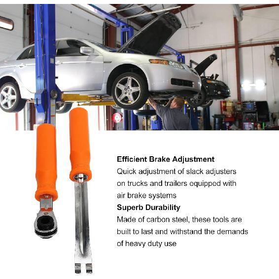 2Pcs Automatic Slack Adjuster Tool Set, Automatic Slack Adjuster Release Tool & Wrench, Slack Adjuster Tools for Big Truck with 5/16 Double