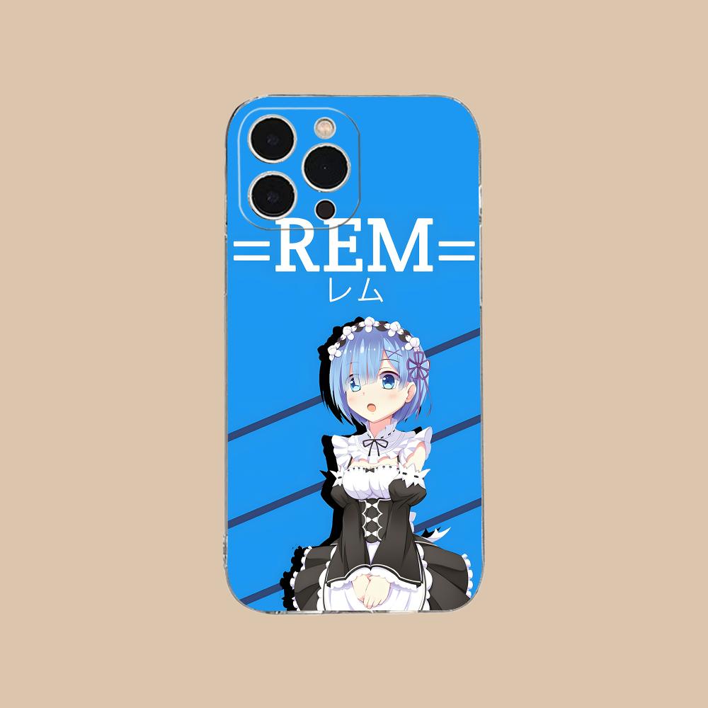 RE REM RAM Emilia Phone Case for iPhone 16 15 14 13 12 11 X XR XS 8 6 Pro Max Plus Mini Clear Colour Printing Pretty Cellphones
