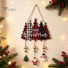 Festive Hanging Ornament Merry Christmas Wooden Wall Door Sign with Bells, Rustic Santa Snowman Indoor Holiday Party Supplies Tree Reindeer Decorative