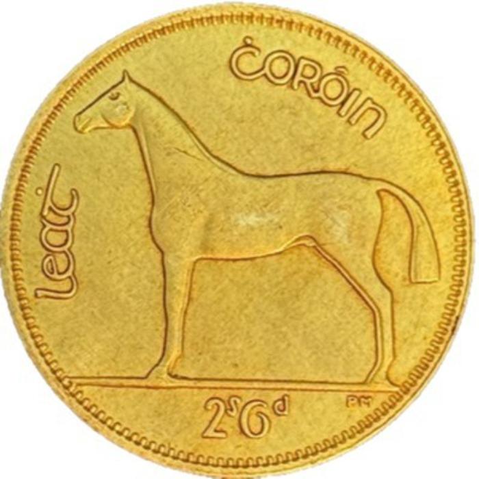 Irland, 1/2 krona, 2 shillingar, 6 pence, hästharpa mynt, samlarobjekt