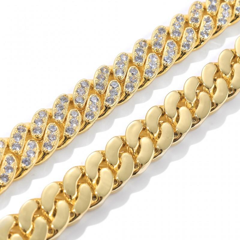 12mm Zircon Cuban Chain Mens Womens Hip Hop Single Row Full Necklace