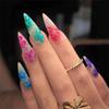 24pcs Long Press on Nails Stiletto Fake Nails Floral Design Reusable Resin Fake Nails for Shopping Traveling Dating