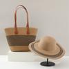 Set Cappello di Paglia e Borsa Tote Con Protezione Solare per Spiaggia e Attività all'Aperto