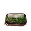 Elegant Embossed Floral Zipper Wallet for Women – Vintage Clutch with Gold Accent