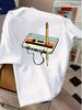 Unisex Classic Cotton Crew Neck T Shirt Retro Color Cassette Tape Pencil Graphic Loose Short Sleeve Vintage Streetwear Daily Tops