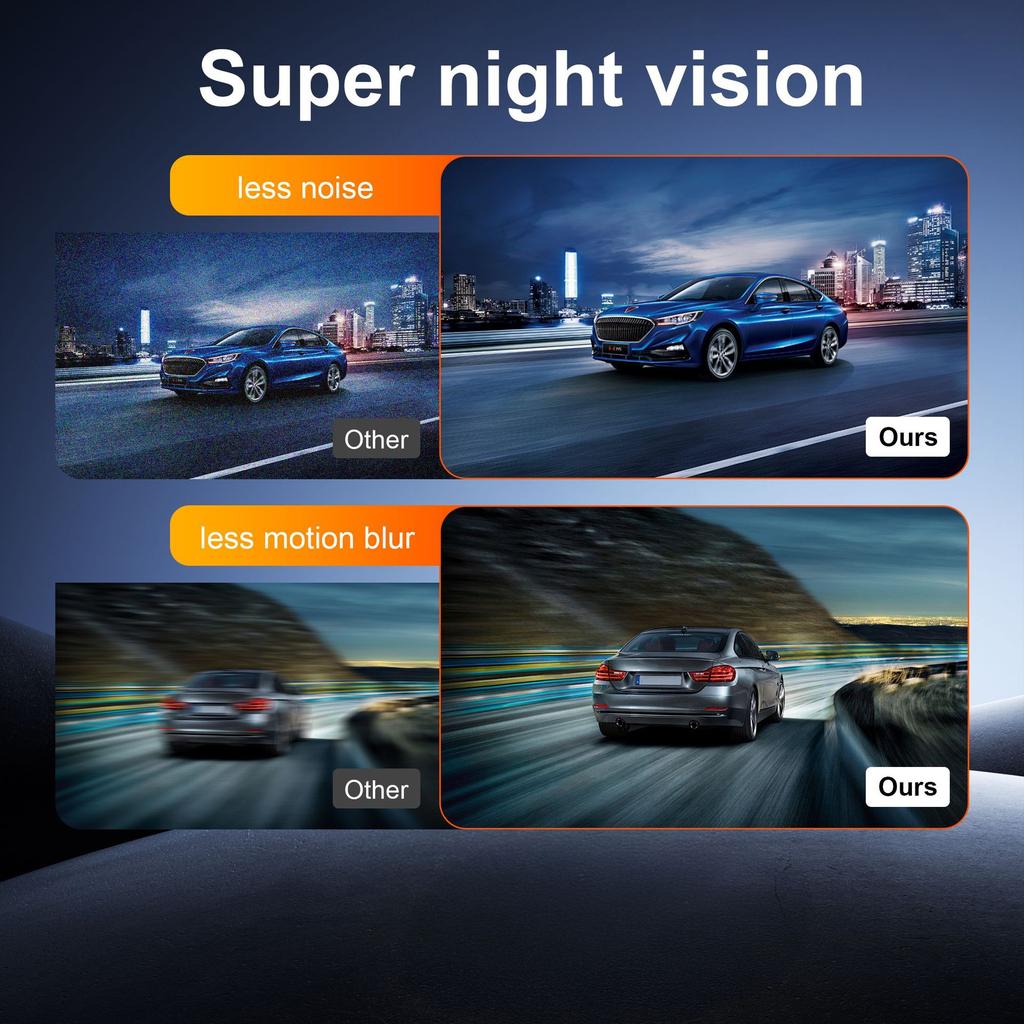 4K 2/3-Lens Dash Cam, WiFi, Night Vision, Phone Sync, 24-Hour Parking Monitor