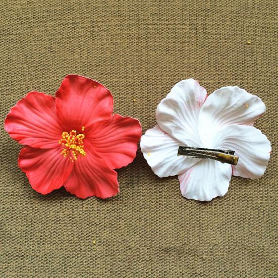 1 Pair Women Hairpins Bohemia Style Large Flower Decor Hair Clips Bright Color Hair Pins Sea Beach Hair Accessories