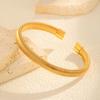 Stainless Steel Elastic Opening Bracelet for Women,Gold Color Waterproof Stripe Bangle Bracelets,Classic Jewelry Gifts
