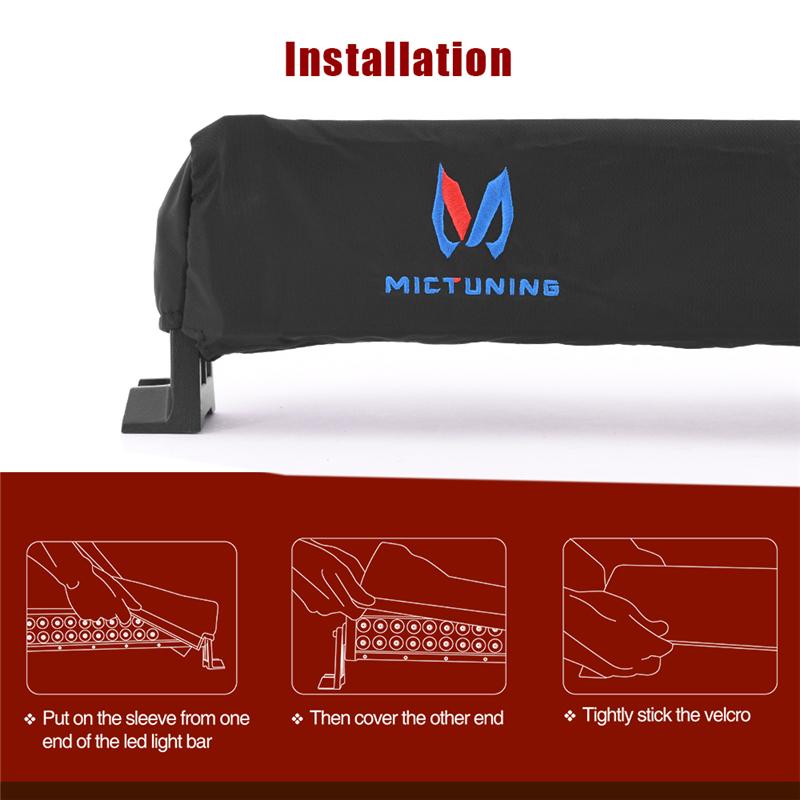 MICTUNING  22'' 32"  42'' 52'' Inch Premium Gear Sleeve Cover for Straight Curved LED Light Bars