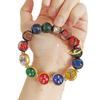 Multi-Treasure Five-Color Glaze God of Wealth Luck-Turning Unisex Bracelet with Gold Foil and Incense Ash Porcelain