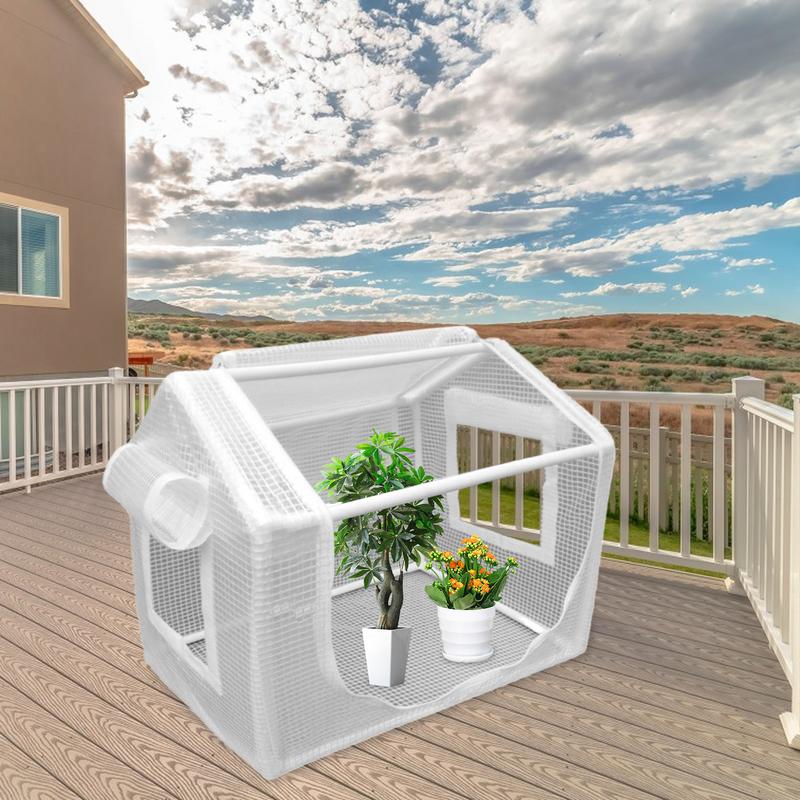 Mini Greenhouse Outdoor Flower House Easy Set Up UV Protected Thickened PE Cover Roll-up Zippered Window Patio For Outdoor