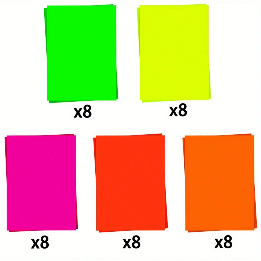 40 Sheets Neon Papers Glow Party Decorations Cardstock DIY UV Blacklight In The Dark for Dance Floor Fluorescent Birthday