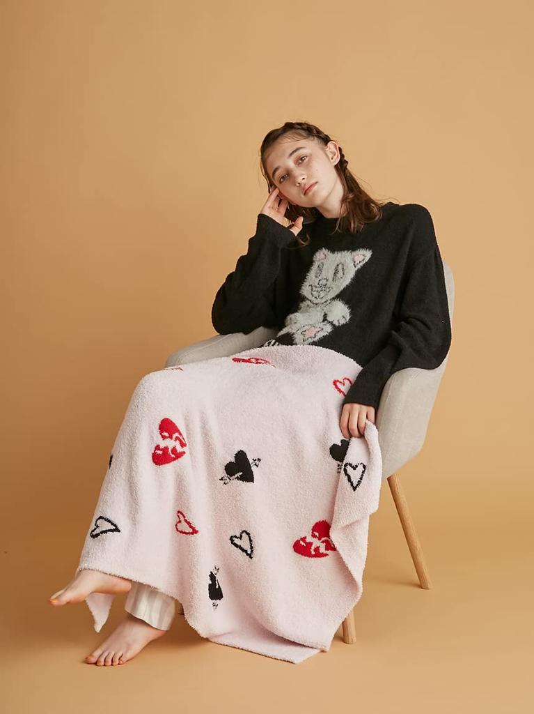 Furfur Baby Moko Heart Print Blanket RWGG215544 Women's Pink F