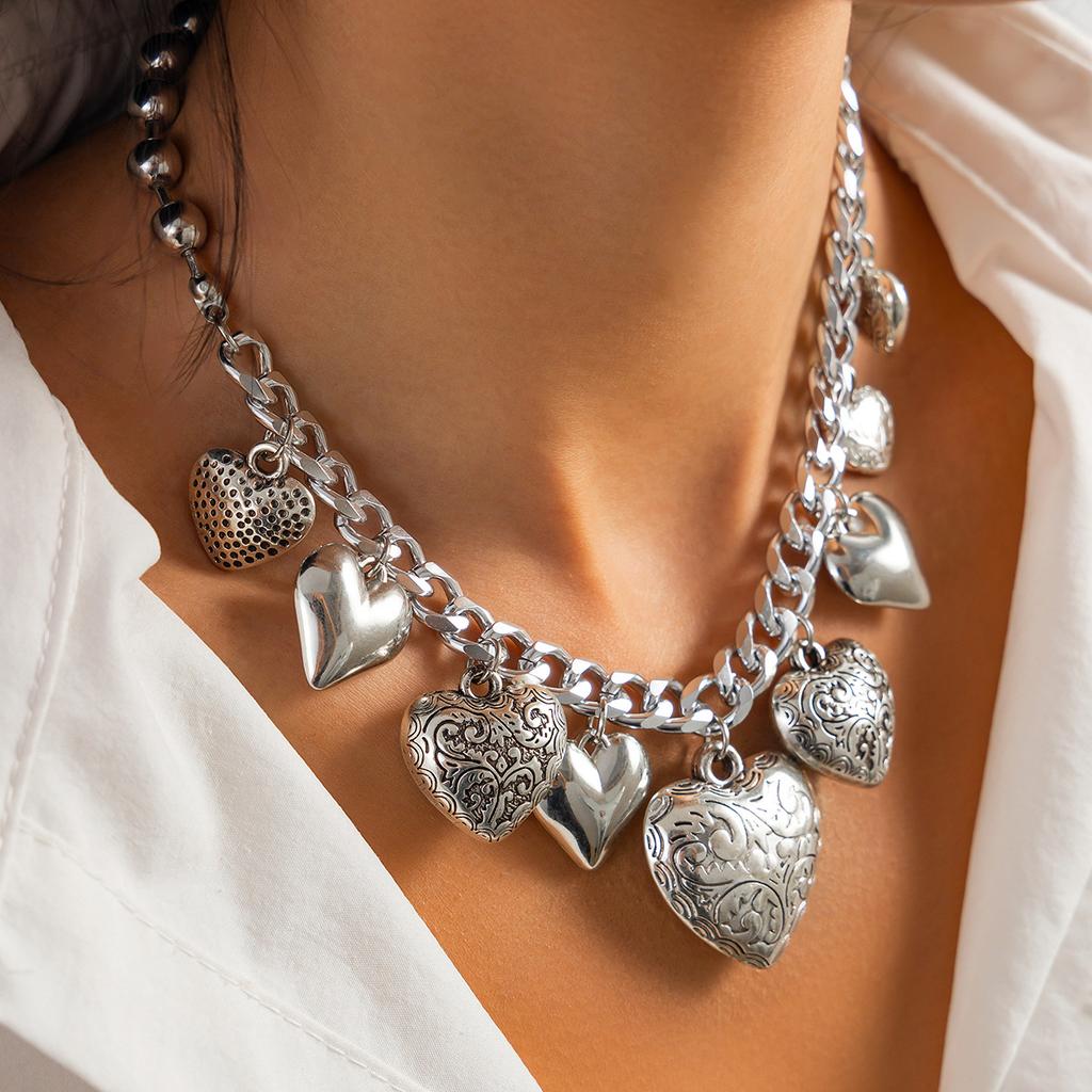 Vintage Halsband Halskette für Frauen Punk Herz Anhänger Hip Hop Schmuck Zubehör