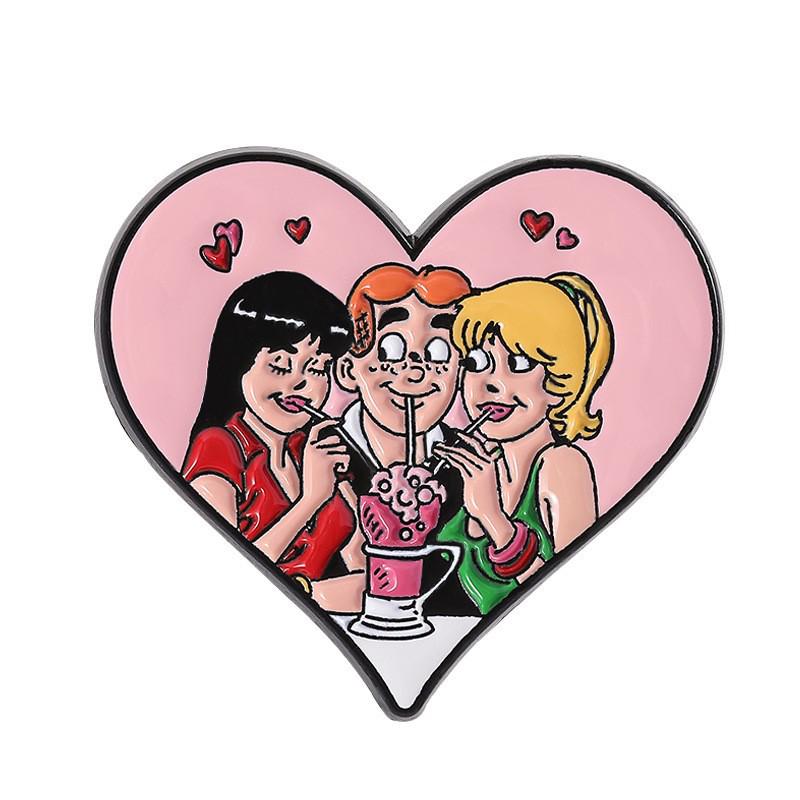 "Set di Spille in Lega Serie Amore": Collezione di Spille Creative a Forma di Cuore Arcobaleno Sfumato"