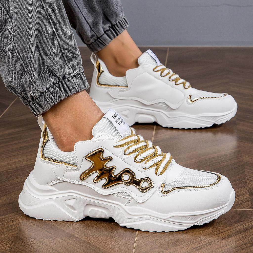 TUINANLE Man's Sports Shoes Mesh Breathable Platform Sneakers Men Lace-up Thick Soled Running Shoes