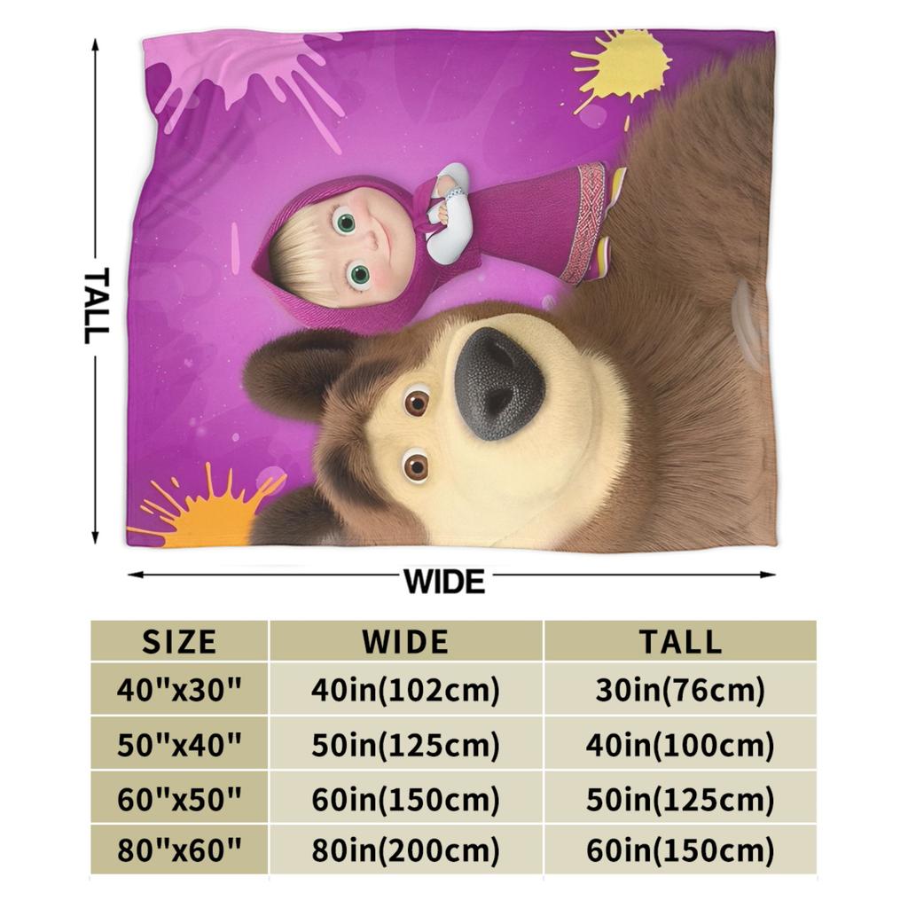 Coperta Cartoon M-Masha e Orso Qualità Calda Morbida Coperta da Divano Coperta da Letto Soffice Decorazione Casa Picnic Primaverile