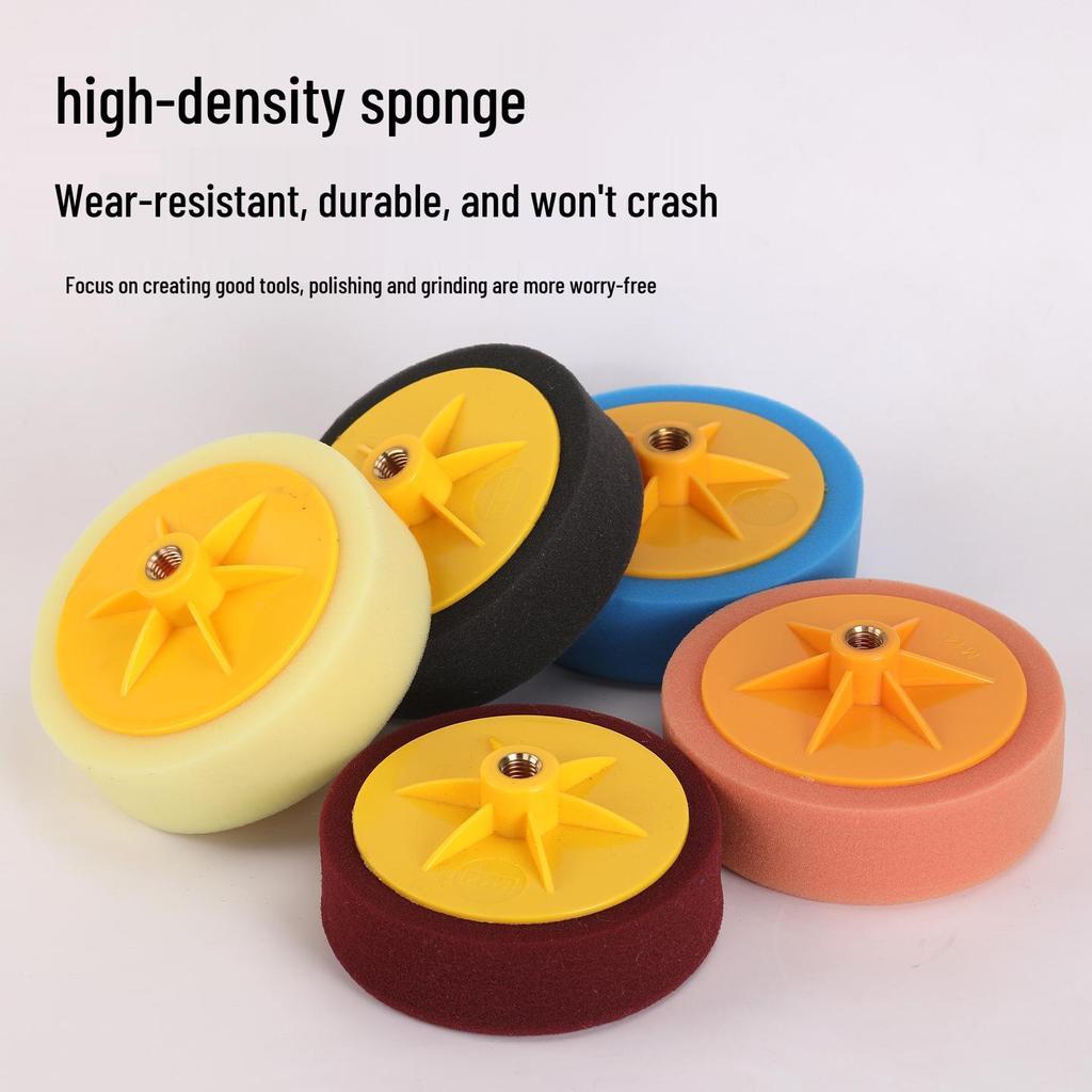 6-inch M14 Car Detailing Sponge Polishing Disc Set: Coarse, Medium, Fine Grinding & Waxing Discs