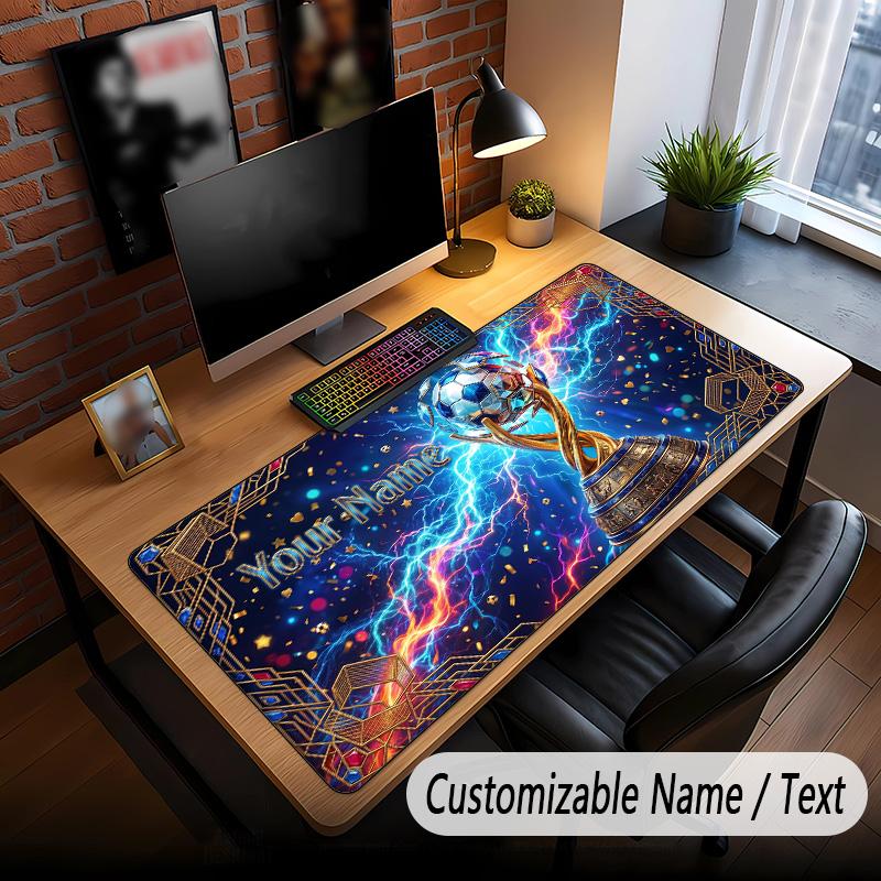 Soccer Theme Custom Mouse Pad Personalized With Name Text Customized Desk Mat For Office Home Decor