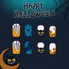 24 Piece Halloween Orange French Spider Web Gothic Press On Nails With Dark Bat Design And Black Glitter For Women Party