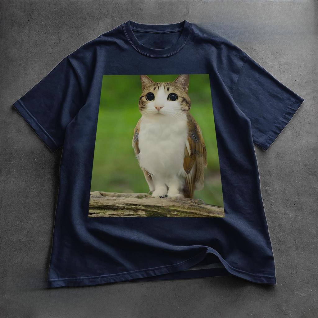 Meowl Meme Cat Tshirt, Funny Cat Meme Shirt Cat and Owl Brainrot Meowl Tee, Unhinged 90s Kitten Tee Funny Graphic Shirt