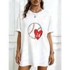 Übergroßes T-Shirt Schwarz Baseball Herz 24 Aufdruck Freizeitkleidung Für Damen Sommermode Streetstyle Outfit