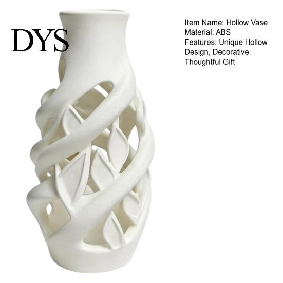 Decorative White Vase for Home Decor 3D Printed Hollow Vase, Modern Abstract Art Flower Pot Minimalist Matte Living Room Bedroom, Ornament,