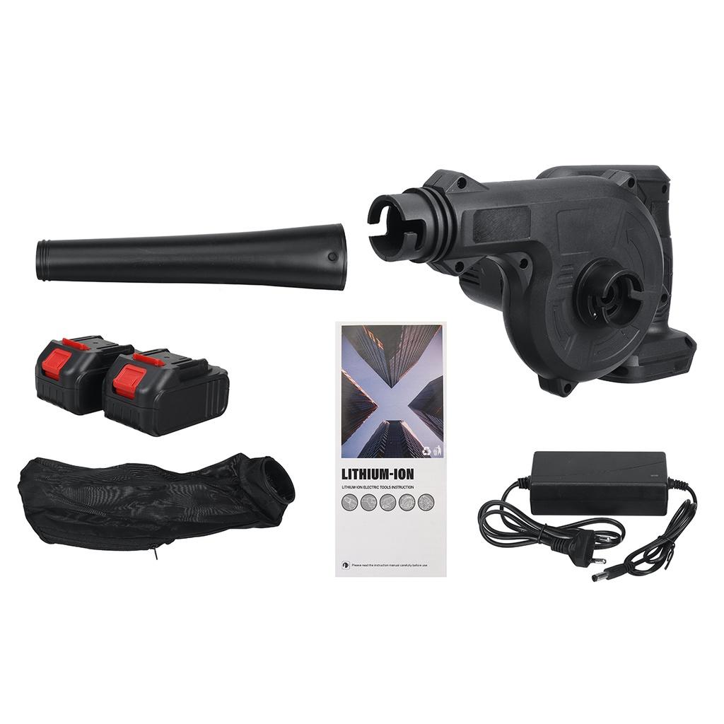 

2 в 1 2800 Вт Аккумуляторная электрическая воздуходувка Пылесос Воздуходувка Выдув и всасывание Листосборник для аккумулятора 18 В 2*Batteries