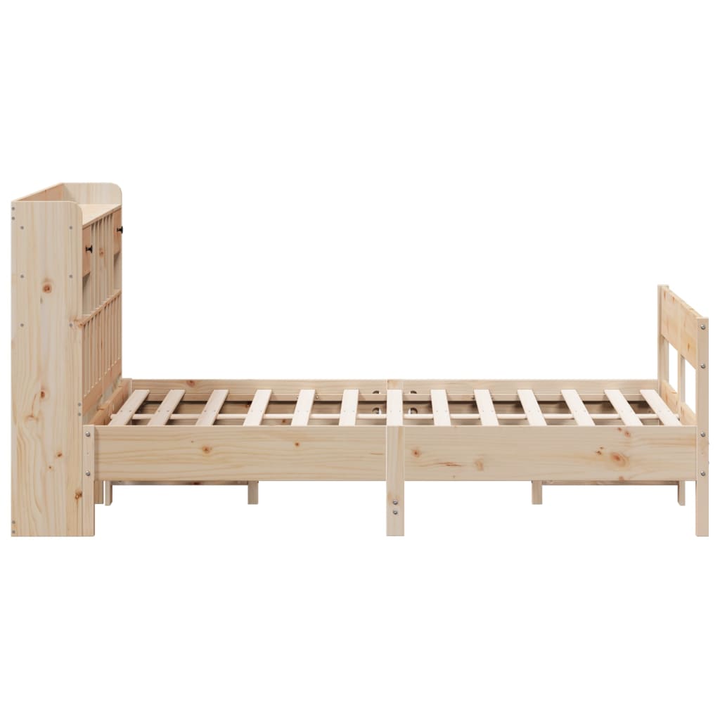 Solid Wood Bed with Shelf Without Mattress 135 x 190 cm Pine