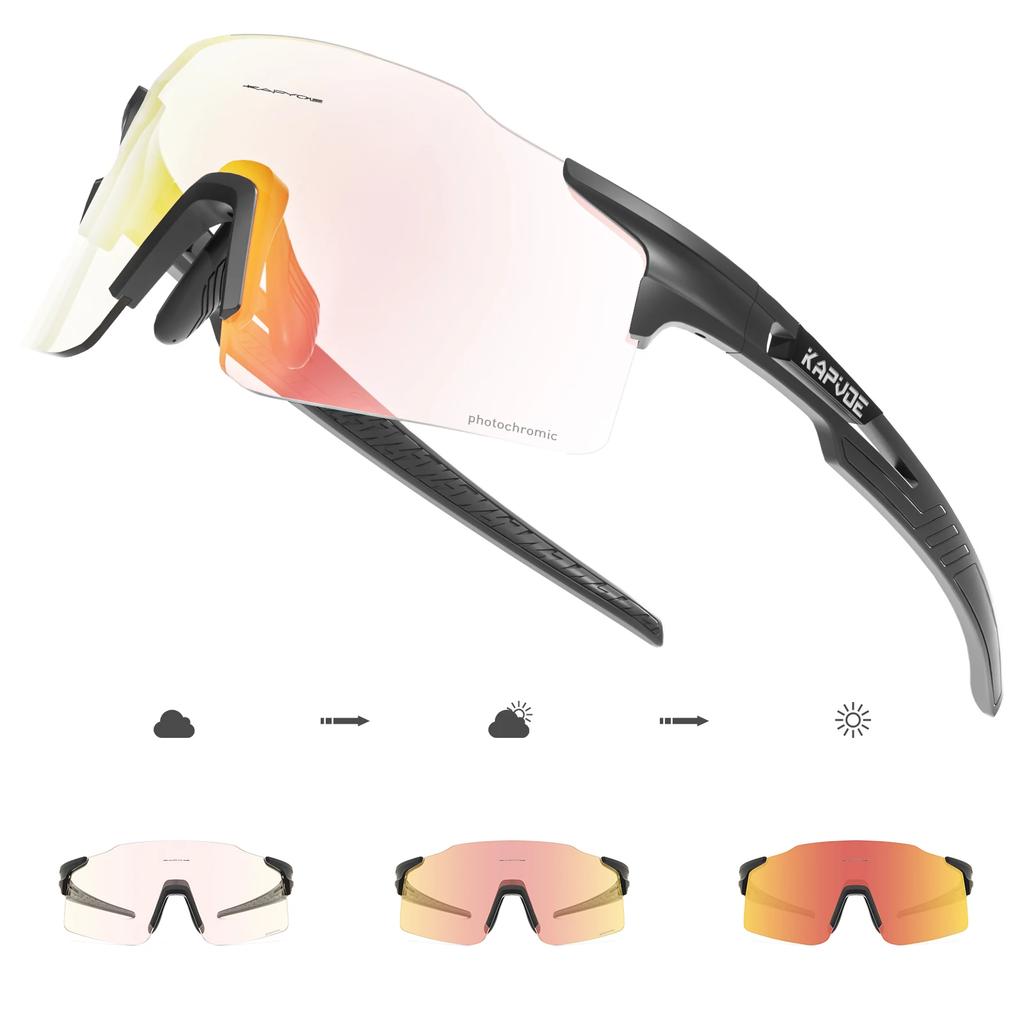 Kapvoe Photochromic Cycling Glasses MTB Cycling Sunglasses Outdoor Bike Eyewear Sports Glasses UV400 Bicycle Goggles Eyepieces