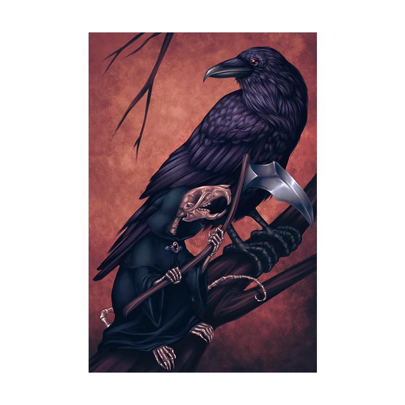 

Ловец снов ворона Полная луна Бог смерти холст картина постер мистический ворон картина печать гостиная спальня домашний декор стены искусства 30x40cm No Framed