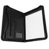 Black Zippered Pocket Zippered Padfolio Faux Leather Conference Folder Organizer  For Business Men