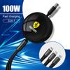 100W Data Cable 3 in1 Fast USB Cable Retractable Portable Charging Line Micro USB Type C Charger Cable For Ferrari F1 F80 SF90