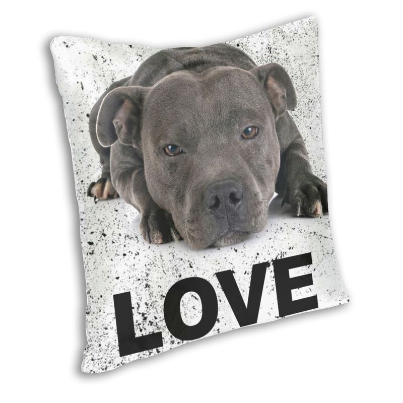 Luxury Cute Staffordshire Bull Terrier Dog Love Cushion Cover For Sofa Velvet Animal Throw Pillow Case Bedroom Decoration